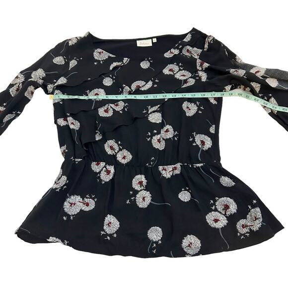 Anthropologie Deletta Black Multicolor Wished Bloom Split Sleeve Blouse, Size M - Picture 11 of 14